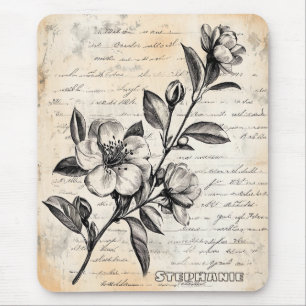 Rustikale Blumenskizze mit Kalligrafie - Alter (2) Mousepad