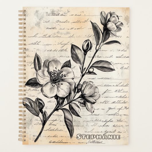 Rustikale Blumenskizze mit Kalligrafie - Alter (2) Planer (Vorderseite)
