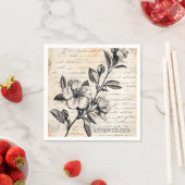 Rustikale Blumenskizze mit Kalligrafie - Alter (2) Serviette (Beispiel)