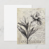 Rustikale Blumenskizze mit Kalligrafie - Alter (3) (Vorne/Hinten)