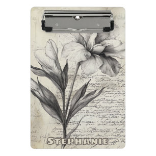 Rustikale Blumenskizze mit Kalligrafie - Alter (3) Mini Klemmbrett