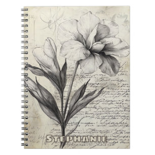 Rustikale Blumenskizze mit Kalligrafie - Alter (3) Notizblock