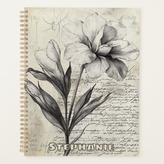 Rustikale Blumenskizze mit Kalligrafie - Alter (3) Planer (Vorderseite)