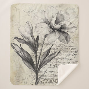 Rustikale Blumenskizze mit Kalligrafie - Alter (3) Sherpadecke
