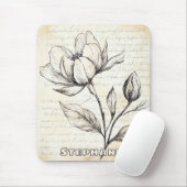 Rustikale Blumenskizze mit Kalligrafie - Alter (4) Mousepad (Mit Mouse)