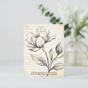 Rustikale Blumenskizze mit Kalligrafie - Alter (4) Postkarte