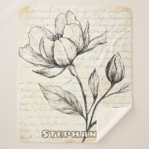 Rustikale Blumenskizze mit Kalligrafie - Alter (4) Sherpadecke