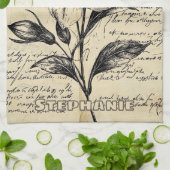 Rustikale Blumenskizze mit Kalligrafie - Alter (5) Geschirrtuch (Gefaltet)