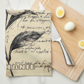 Rustikale Blumenskizze mit Kalligrafie - Alter (5) Geschirrtuch (Viertel Falte)