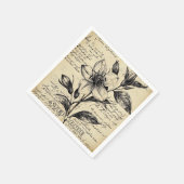 Rustikale Blumenskizze mit Kalligrafie - Alter (5) Serviette (Ecke)