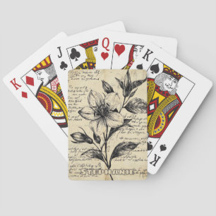 Rustikale Blumenskizze mit Kalligrafie - Alter (5) Spielkarten