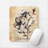 Rustikale Blumenskizze mit Kalligrafie - Alter (6) Mousepad (Mit Mouse)