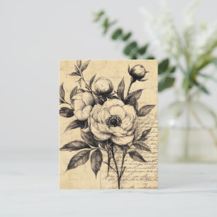 Rustikale Blumenskizze mit Kalligrafie - Alter (9) Postkarte