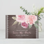 Rustikale Blumenspitze Save the Date (Stehend Vorderseite)