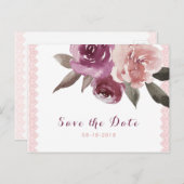 Rustikale Blumenspitze Save the Date Ankündigungspostkarte (Vorne/Hinten)