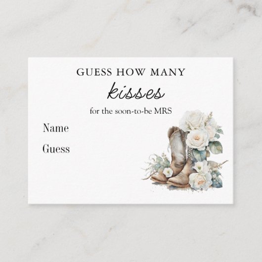 Rustikale Blumenstiefel Brautparty Hochzeitspiel Begleitkarte (Vorderseite)