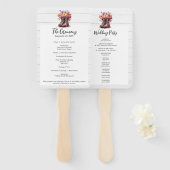 Rustikale Blumenstiefel und Hochzeitsprogramm für  Fächer (Vorne und Hinten)