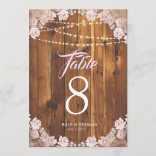 Rustikale Blumenstränge Holz Tischnummer