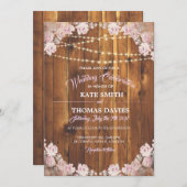 Rustikale Blumenstränge Holzverheiratung Einladung (Vorne/Hinten)