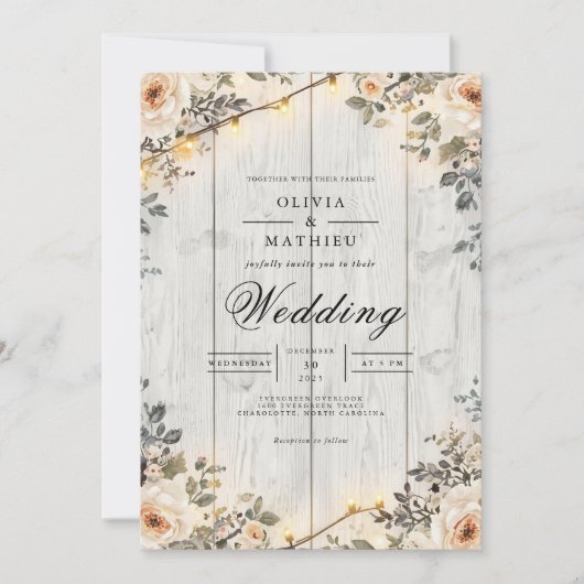 Rustikale Blumenstrauß-Hochzeit Einladung (Vorderseite)