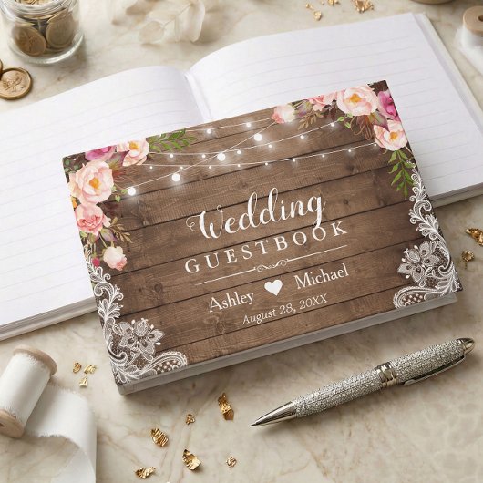 Rustikale Blumenstrauß-Hochzeit Gästebuch