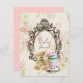 rustikale BlumenTeddybär-Babypartyeinladungen Einladung (Vorne/Hinten)