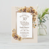 Rustikale Blumenüberraschung 30. Geburtstag Party Einladung (Stehend Vorderseite)