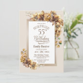Rustikale Blumenüberraschung 55. Geburtstagsparty Einladung (Stehend Vorderseite)