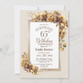 Rustikale Blumenüberraschung 65. Geburtstagsparty Einladung (Vorderseite)