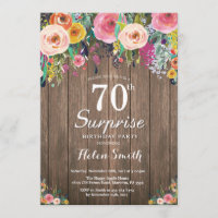Rustikale Blumenüberraschung 70. Geburtstag Einlad