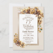 Rustikale Blumenüberraschung 75. Geburtstagsparty Einladung (Vorderseite)