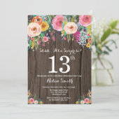 Rustikale Blumenüberraschung am 13. Geburtstag Ein Einladung (Stehend Vorderseite)