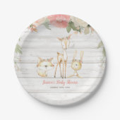 Rustikale Blumenwaldtiere Mädchen Kinderdusche Pappteller (Vorderseite)