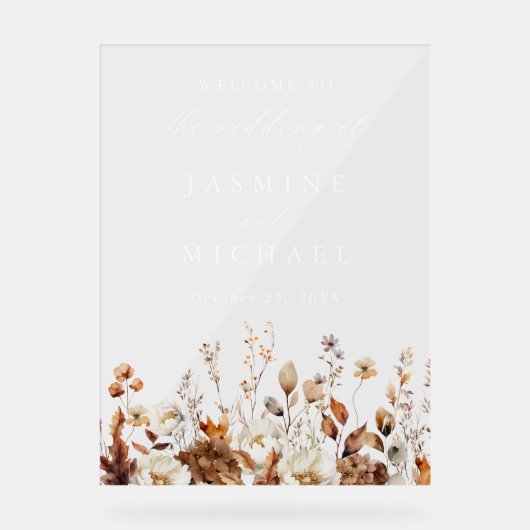 Rustikale Blumenwiese im Herbst Begrüßung Acrylschild (Vorderseite)