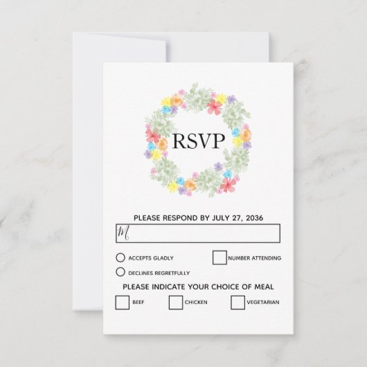 Rustikale Blumenwraath Wedding RSVP Cards Karte (Vorderseite)
