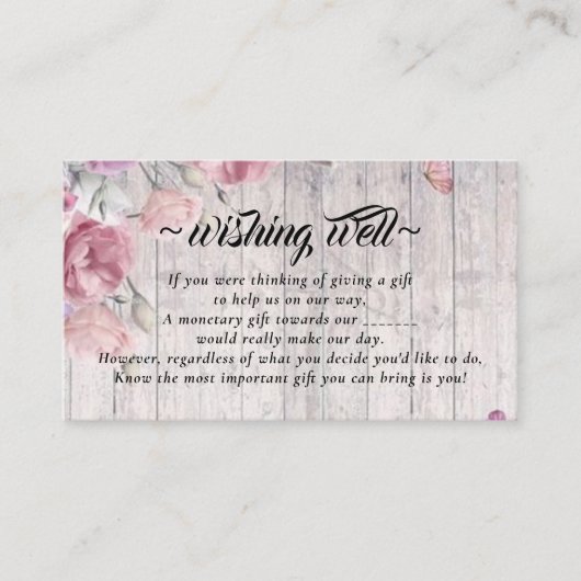 Rustikale Blumenwünsche zum Hochzeitsfeiern Begleitkarte (Vorderseite)