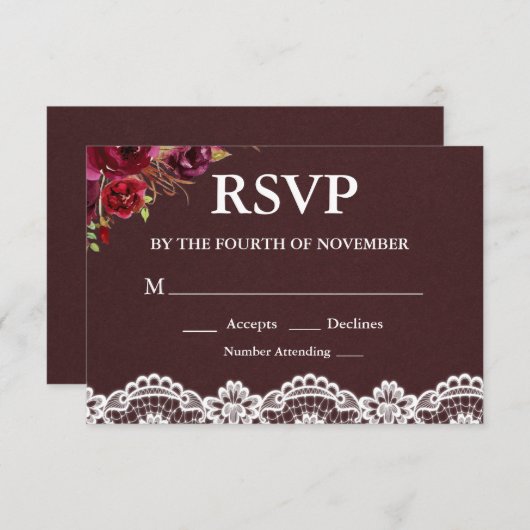 Rustikale Blumenzange Hochzeit RSVP (Vorne/Hinten)