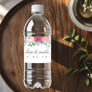 Rustikale Blumenzange Weiß Wasserflaschenetikett