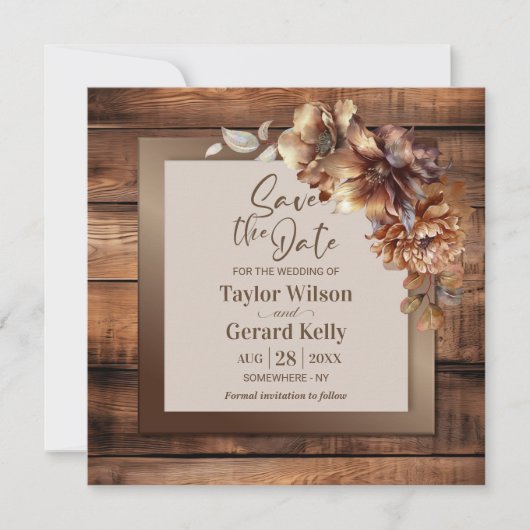 Rustikale Blumenzehen retten das Datum (Vorderseite)