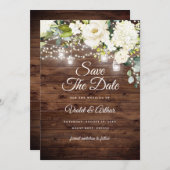 Rustikale Blumenzellenleuchten, die das Datum sich Einladung (Vorne/Hinten)