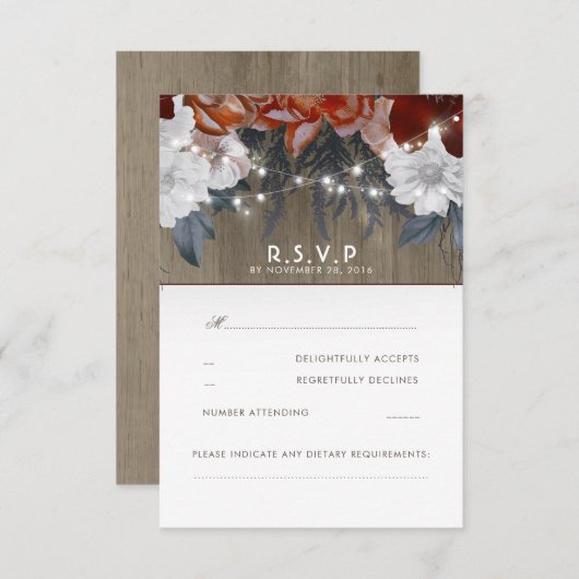 Rustikale Blumenzellenleuchten, die RSVP-Karten ho RSVP Karte (Vorne/Hinten)