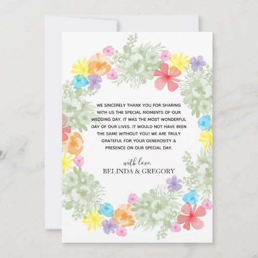 Rustikale Blumenzeremonie Dankeschön Karte (Vorderseite)