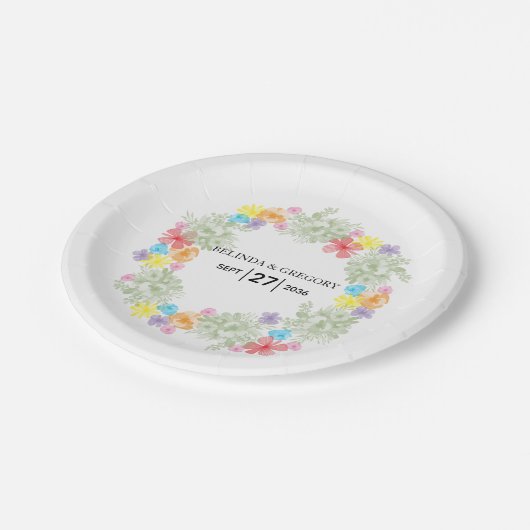 Rustikale Blumenzeremonie Pappteller (Schrägansicht)