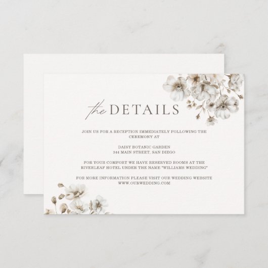 Rustikale Blumenzettel Einladung (Vorne/Hinten)