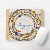 Rustikale Blumenzweige, Spitzen- und Burlap-Maus-P Mousepad (Mit Mouse)