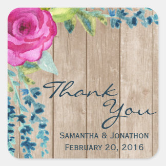 Rustikale Blumenzwiebeleien Vielen Dank Quadratischer Aufkleber