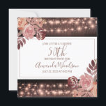 Rustikale Blumenzwiebelleuchten Geburtstagsparty Einladung<br><div class="desc">Rustikale Saitenleuchten und rosa Sangria und Merlot florals modernes Skript 50. Geburtstag Überraschung Party Einladung für Ihr Party anpassen. Für jedes Alter Geburtstag, Papiergewicht oder Schriftart individuell anpassen. Square Format laden. Fügen Sie Ihre Standortinformationen auf der Rückseite der Karte hinzu. Die moderne Schrift wird in einem zarten, rosa Sangria präsentiert,...</div>