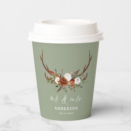 Rustikale Blumenzwiese Pappbecher (Rückseite)