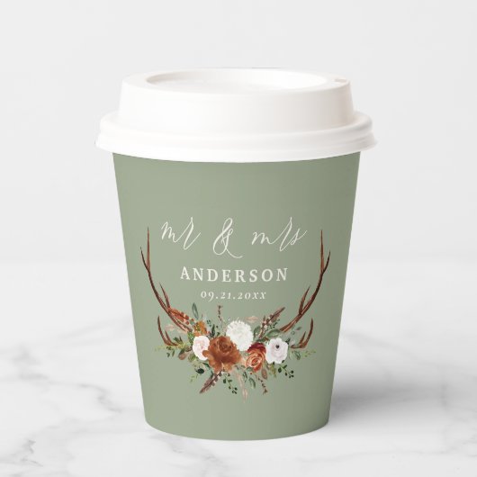 Rustikale Blumenzwiese Pappbecher (Vorderseite)