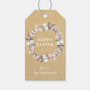 Rustikale Blumige Frohe Ostern Geschenkanhänger